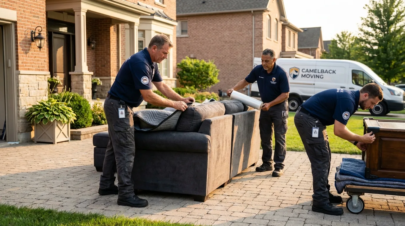 Large estate moving crew wrapping furniture in Trempealeau, WI