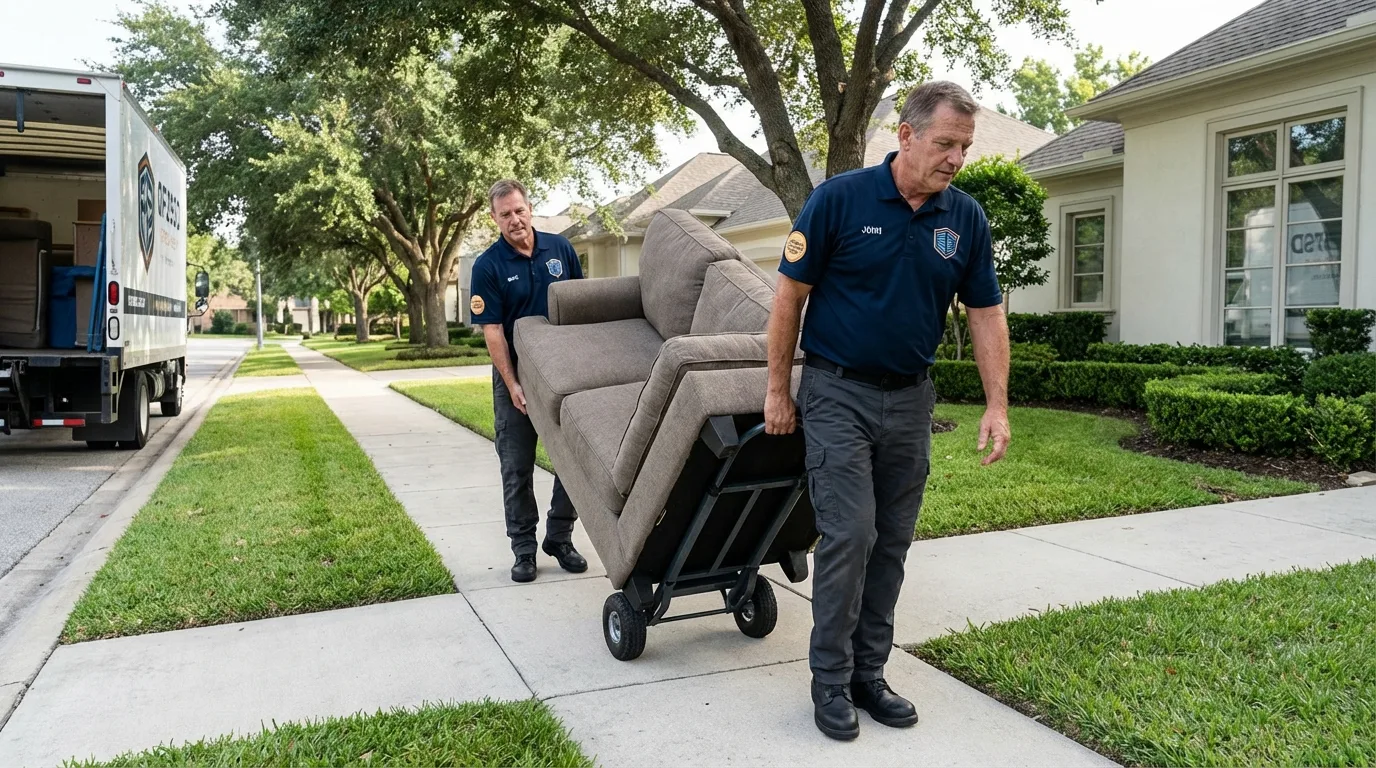 Local residential moving crew loading furniture in Trempealeau, WI